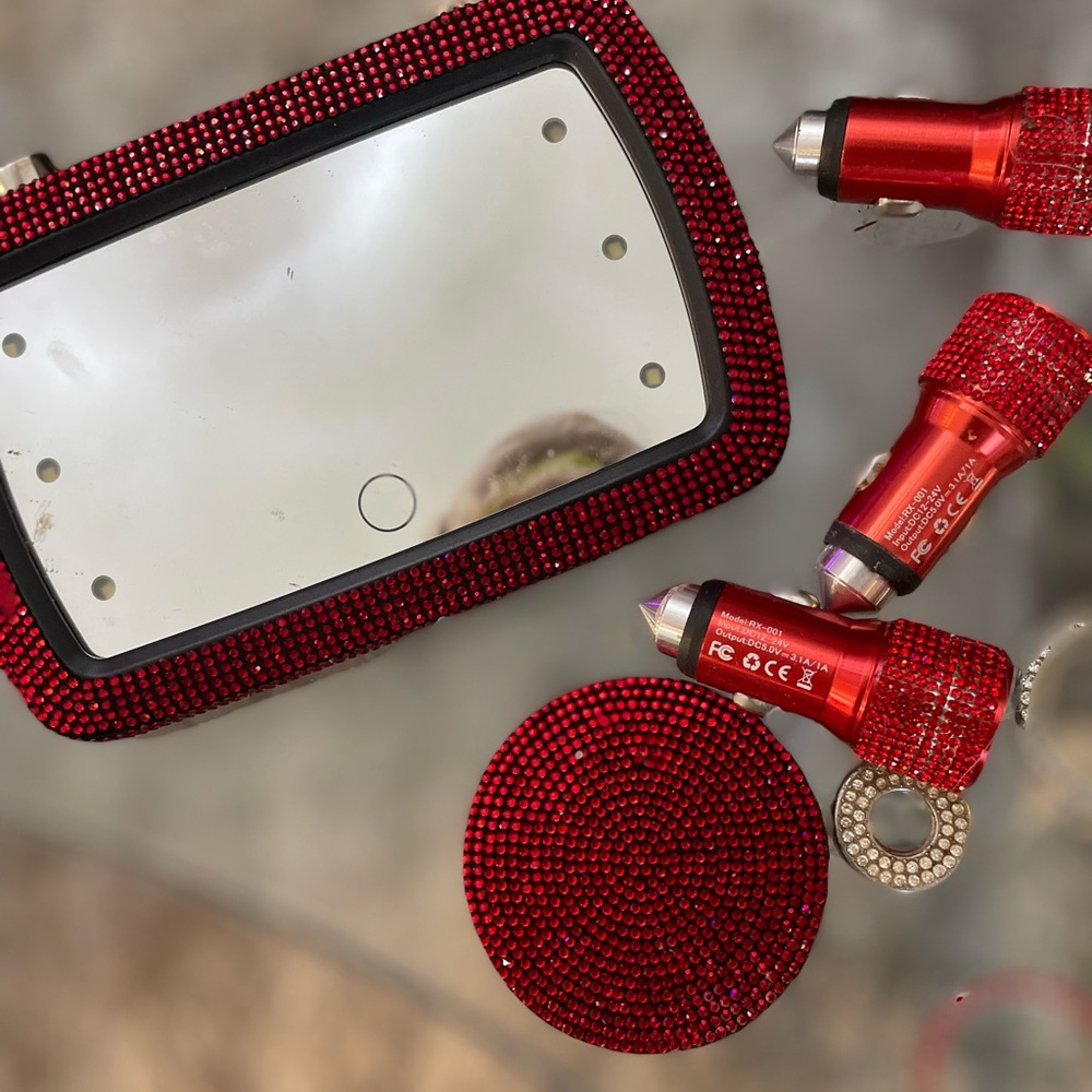 Red blingy car accessories